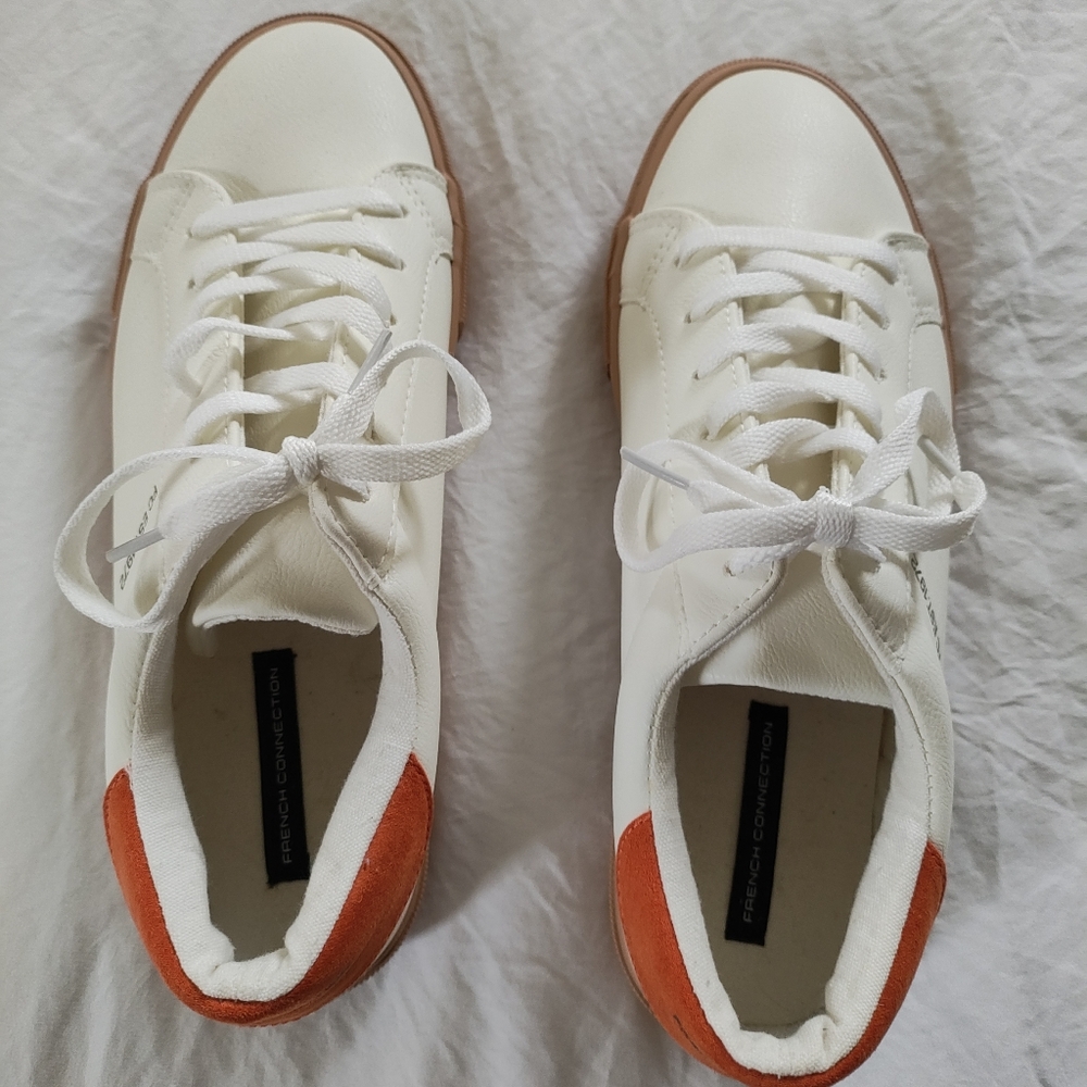 French Connection Cream and Orange Casual Sneakers.  NWOT
